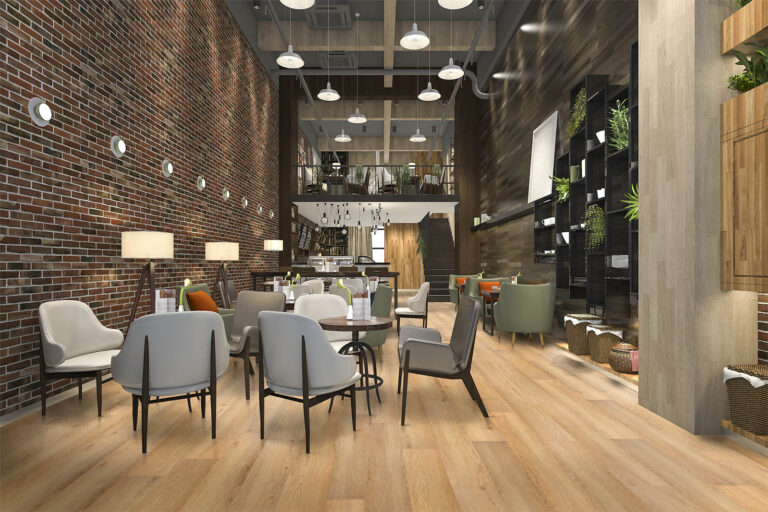 3d rendering loft and luxury hotel reception and cafe lounge restaurant